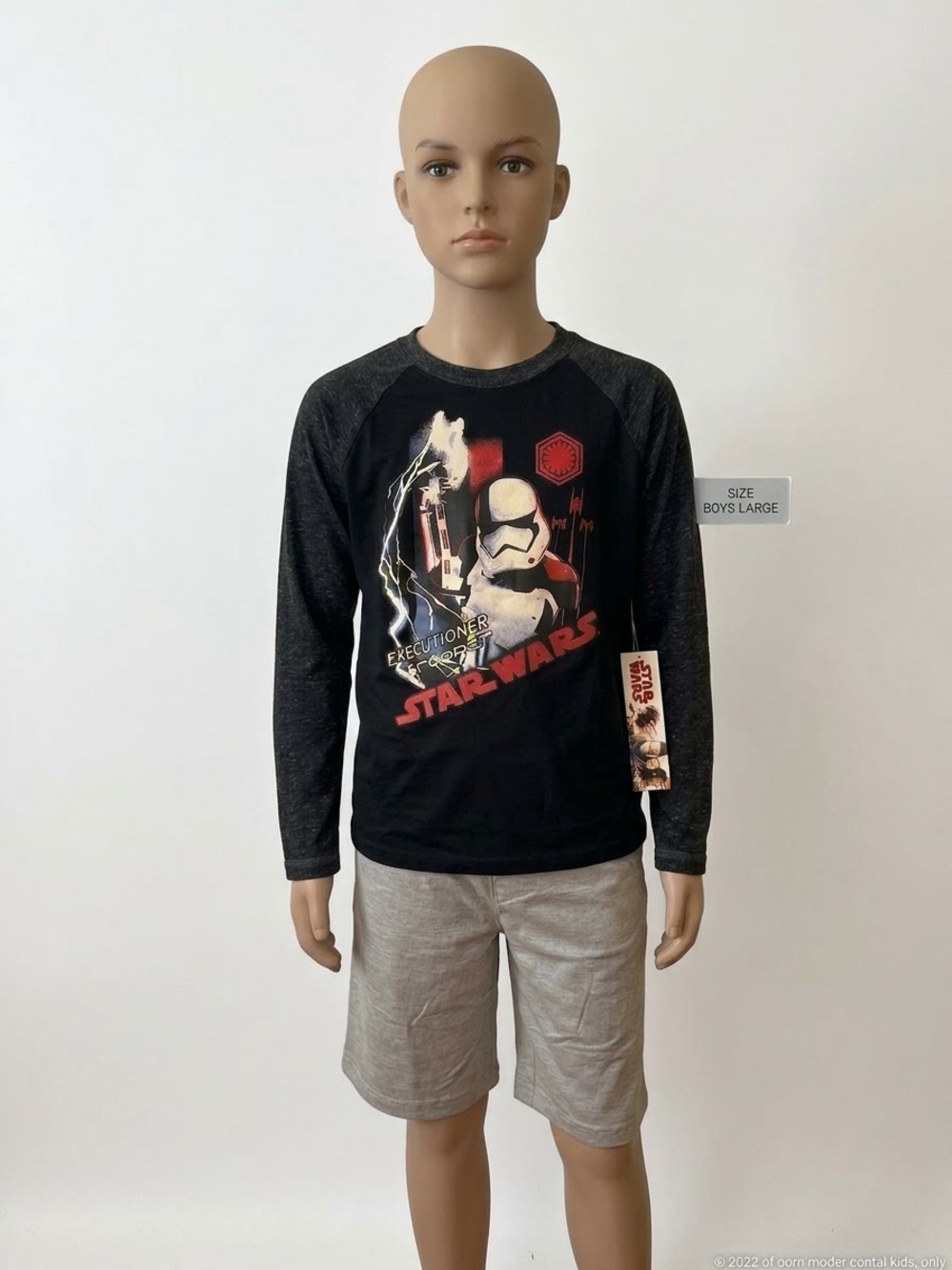 Star Wars Boys' Black Long-Sleeve Graphic Tee with cat & Jack shorts